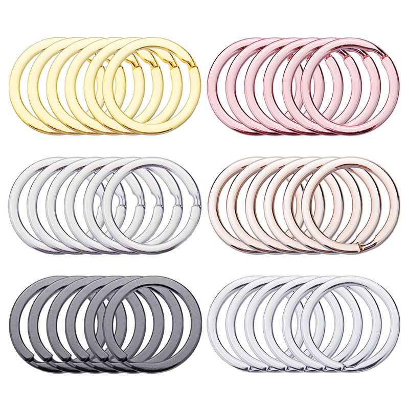 Sunmns 1.2 Inch Flat Key Chain Ring Colorful Metal Split Keychain Rings for Car Home Keys Organization, Arts Crafts, 36 Pieces - Image 1